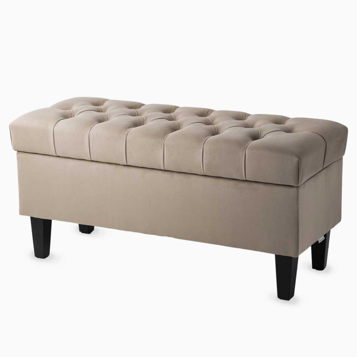 Quilted large latte pouffe with storage compartment