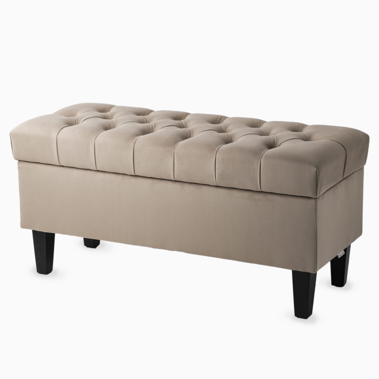 Quilted large latte pouffe with storage compartment