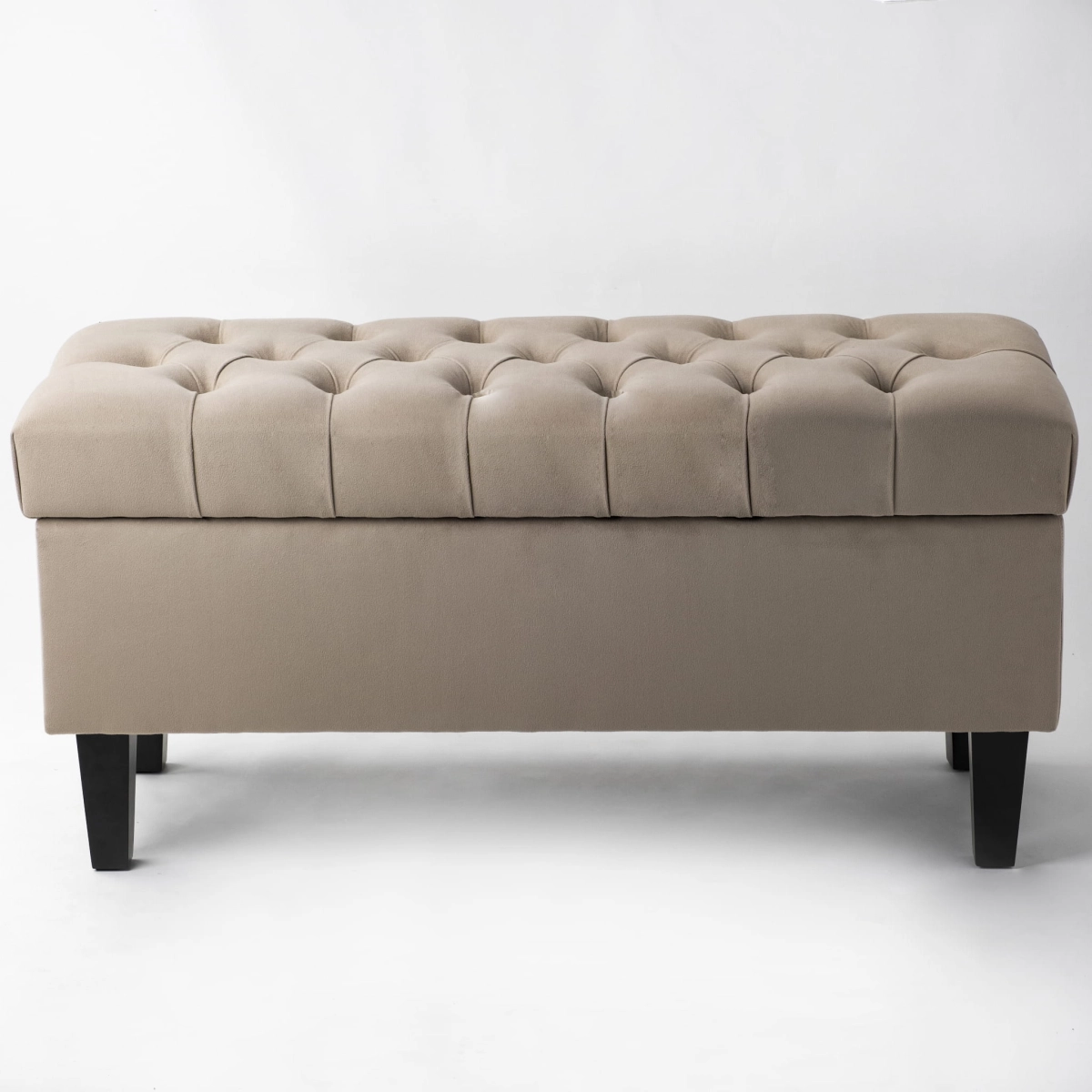 Latte large quilted pouffe with storage, comfortable and functional for the living room