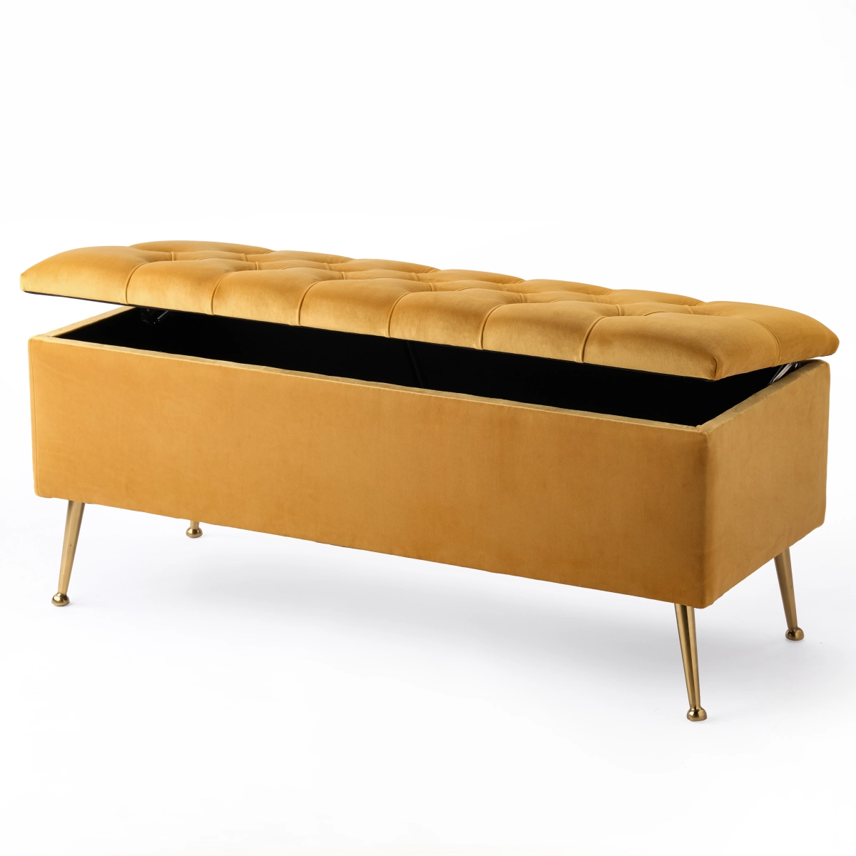 Stylish quilted papaya pouffe with storage practical and comfortable piece of furniture