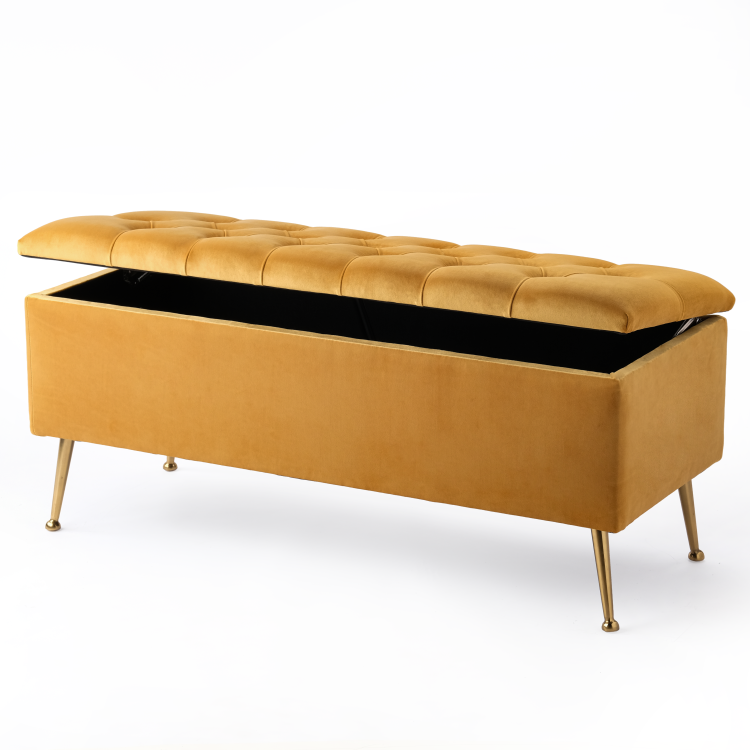 Stylish quilted papaya pouffe with storage practical and comfortable piece of furniture