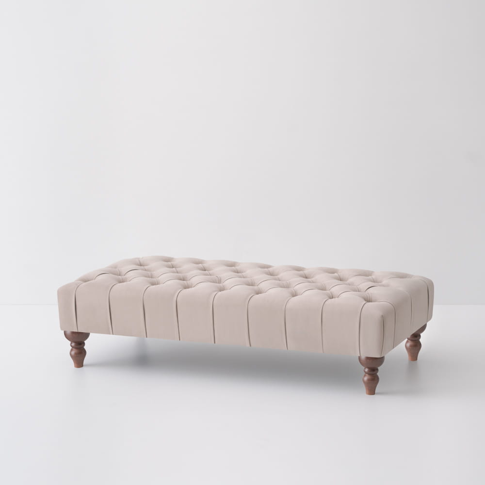Quilted coffee table in latte, an elegant and modern addition to the living room