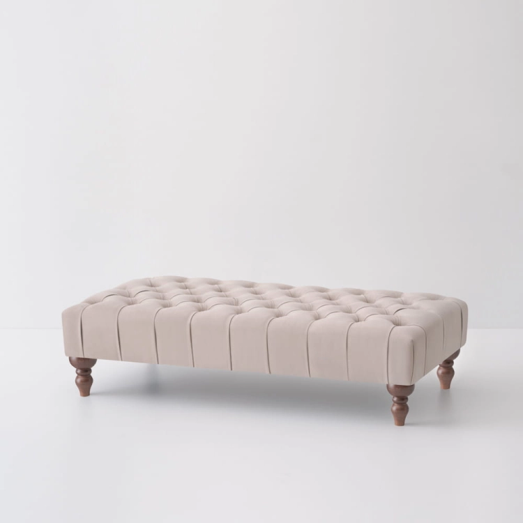 Quilted coffee table in latte, an elegant and modern addition to the living room