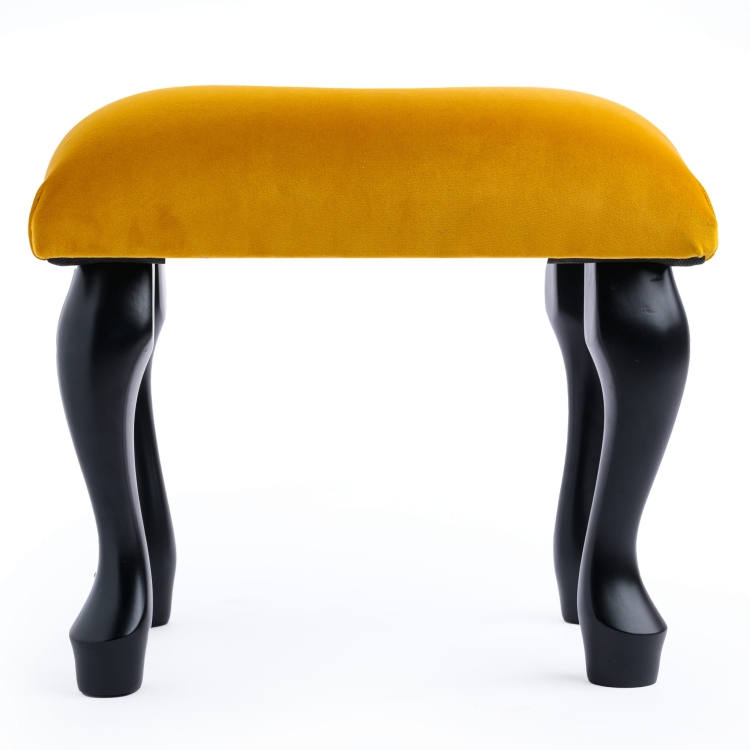 Quilted papaya stool for dressing table, a comfortable and decorative piece of furniture