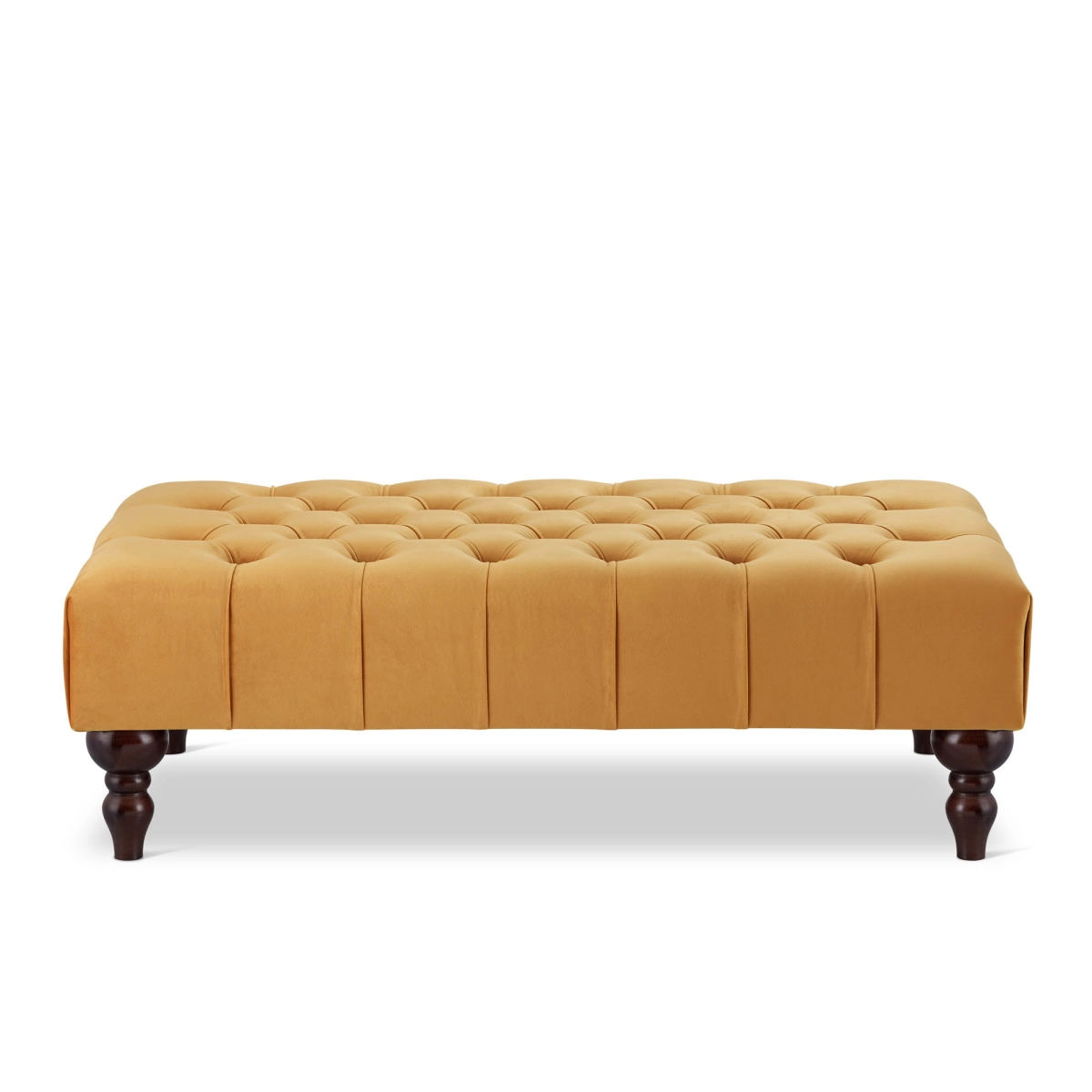 Papaya-colored quilted coffee table with leather upholstery, a modern and stylish piece of furniture for the living room
