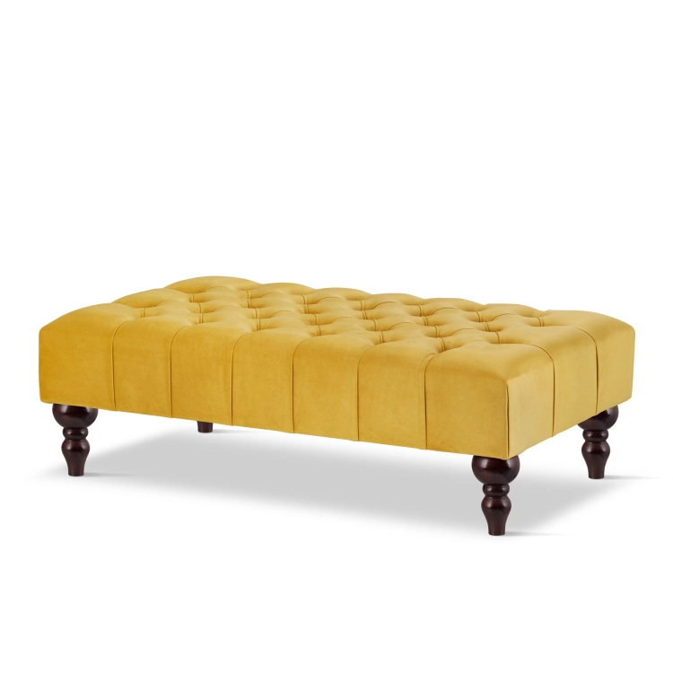 Yellow Handmade upholstered ottoman coffee table in premium fabric