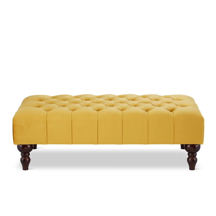 Yellow Handmade upholstered ottoman coffee table in premium fabric