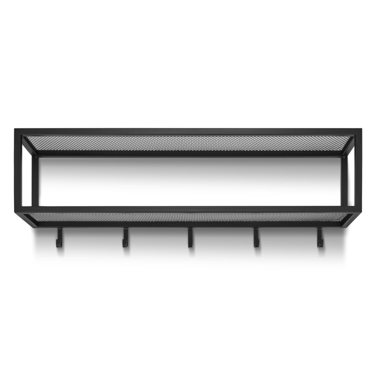 Solid steel hanger with shelf for jackets, bags and hats