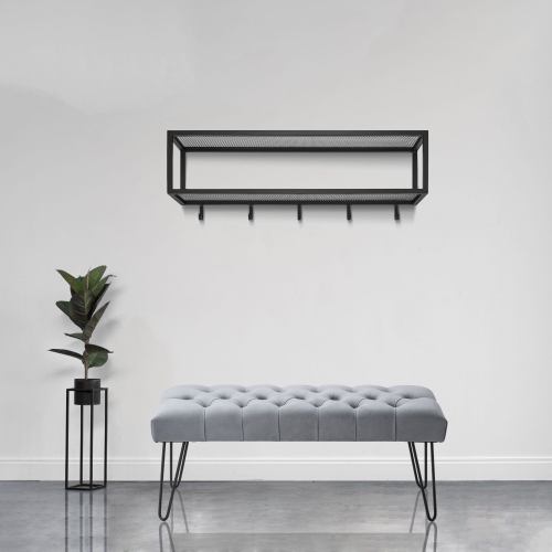 Black wall hanger with steel shelf