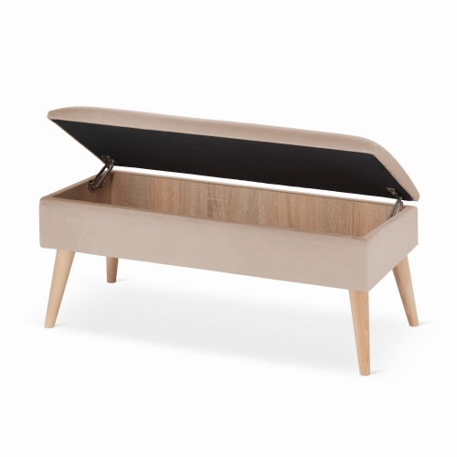 beige bench with storage