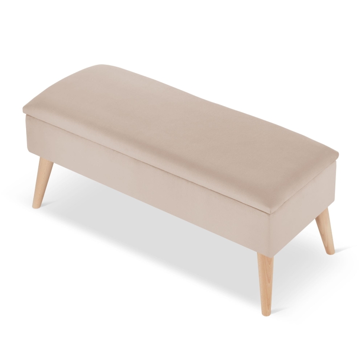 beige bench with storage