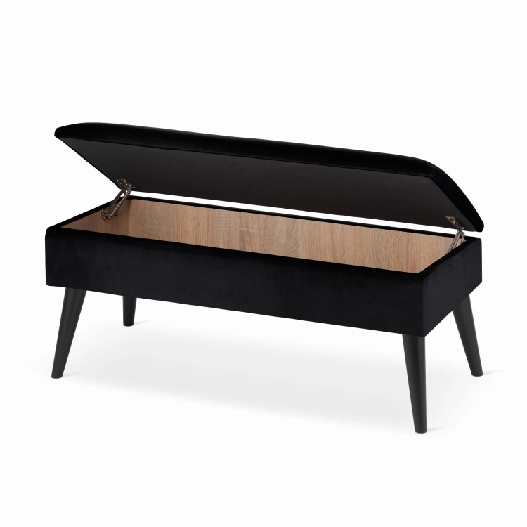 black bench with storage