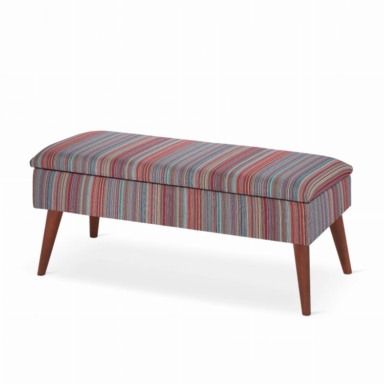 bench with storage in colorful stripes