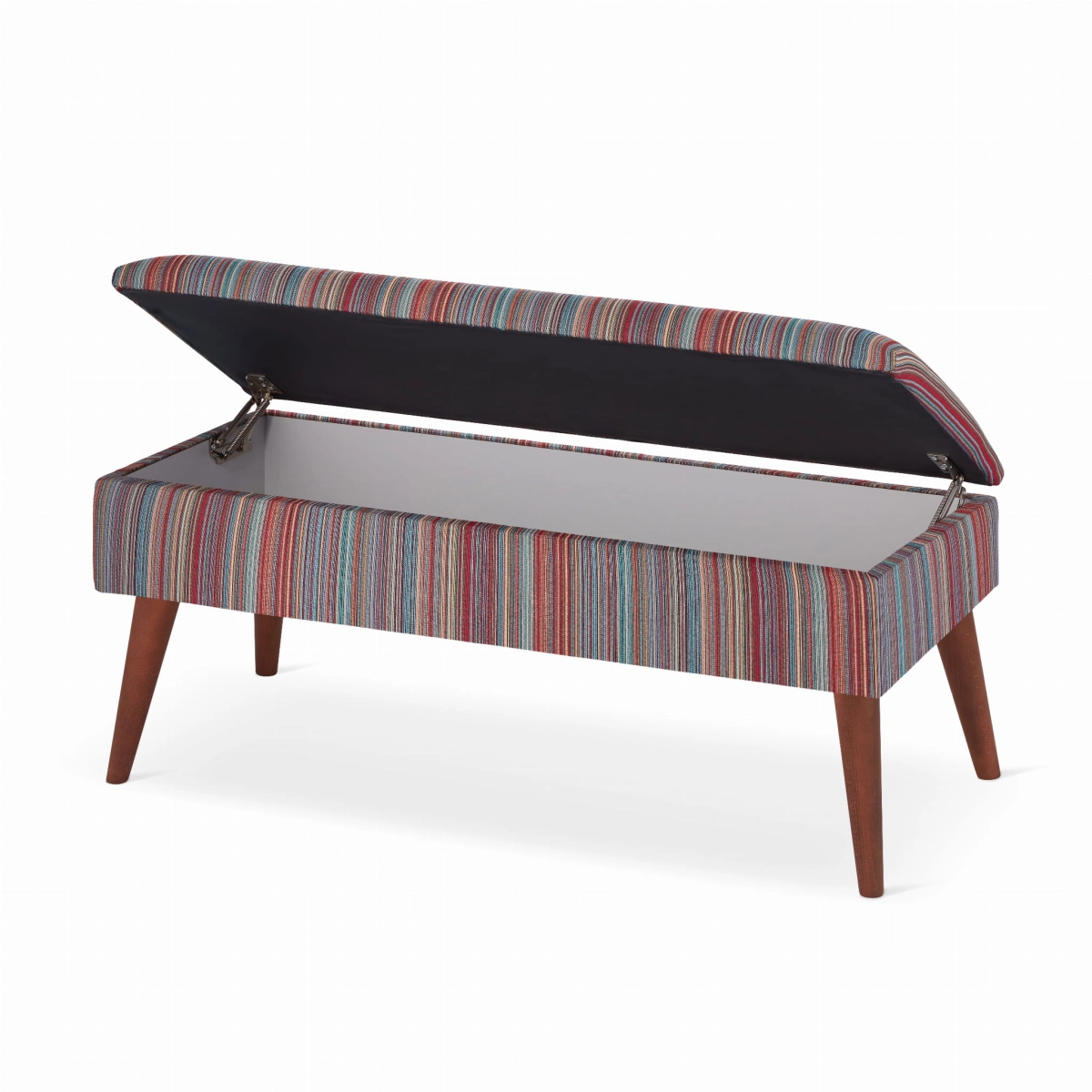 bench with storage in colorful stripes