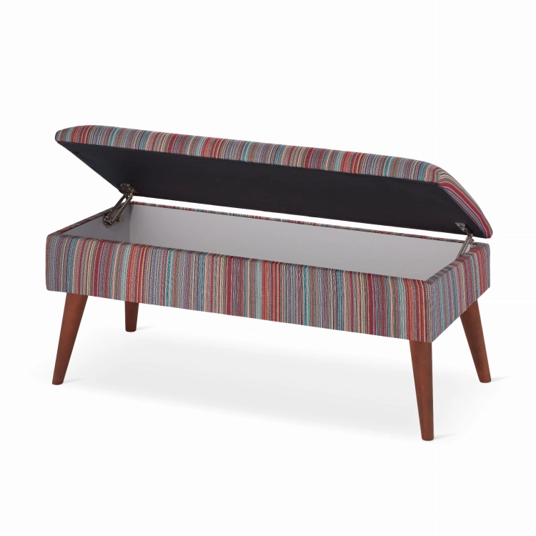 bench with storage in colorful stripes
