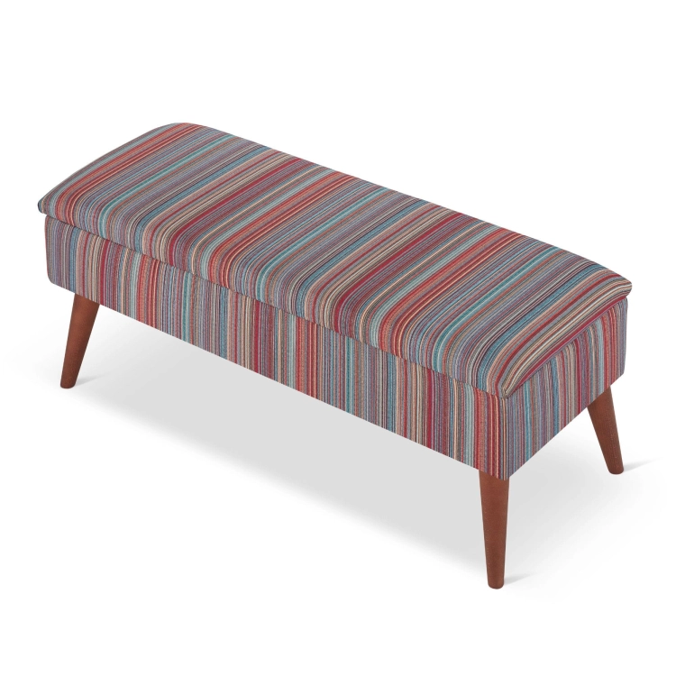 bench with storage in colorful stripes