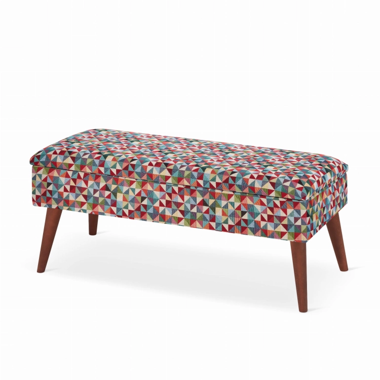 bench with geometric patterns