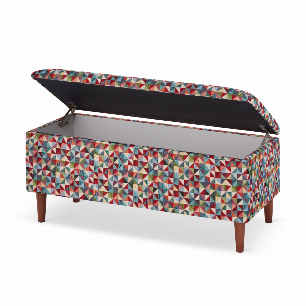 a pouffe with storage in geometric patterns