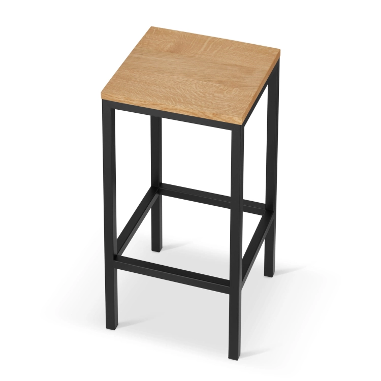 metal stool with wooden seat