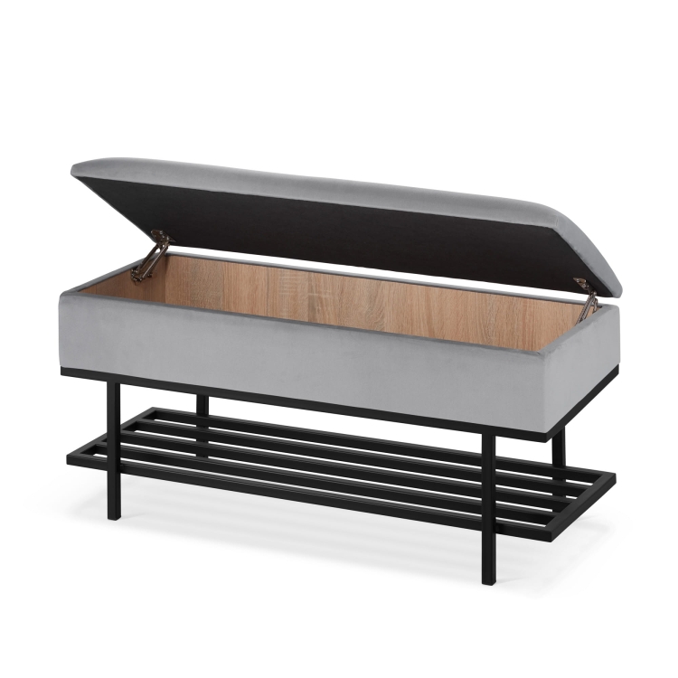 gray chest with shoe shelf