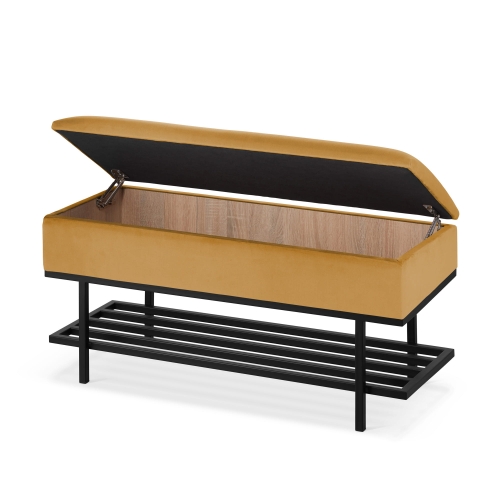 yellow chest with shoe shelf