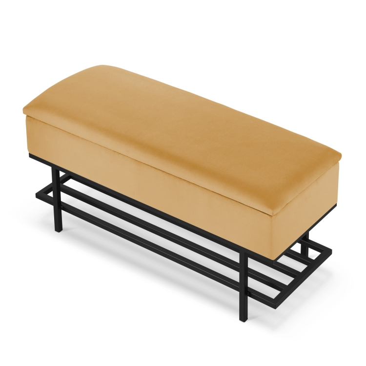 yellow chest with shoe shelf