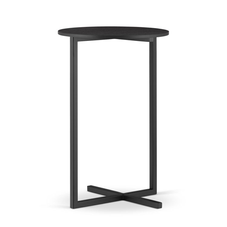 Elegant black round side table with steel base