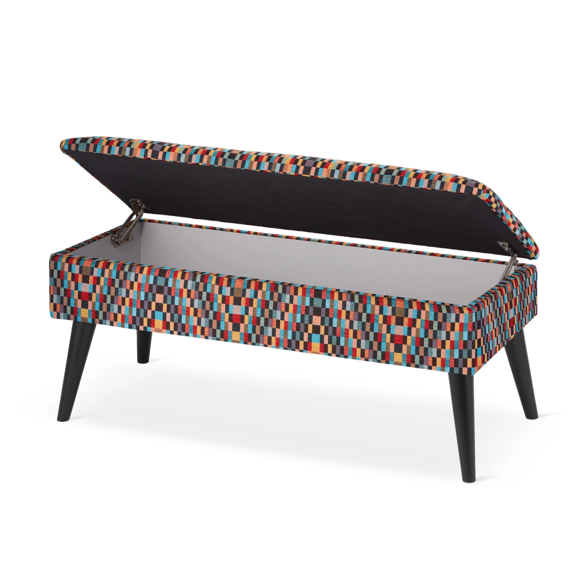 Stylish quilted pouffe with storage in coloured upholstery