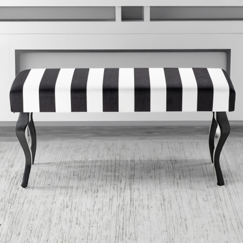 Patterned striped upholstered bench
