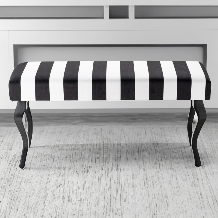 Patterned striped upholstered bench