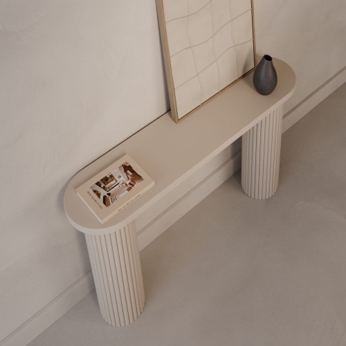 cashmere entrance console with fluted legs