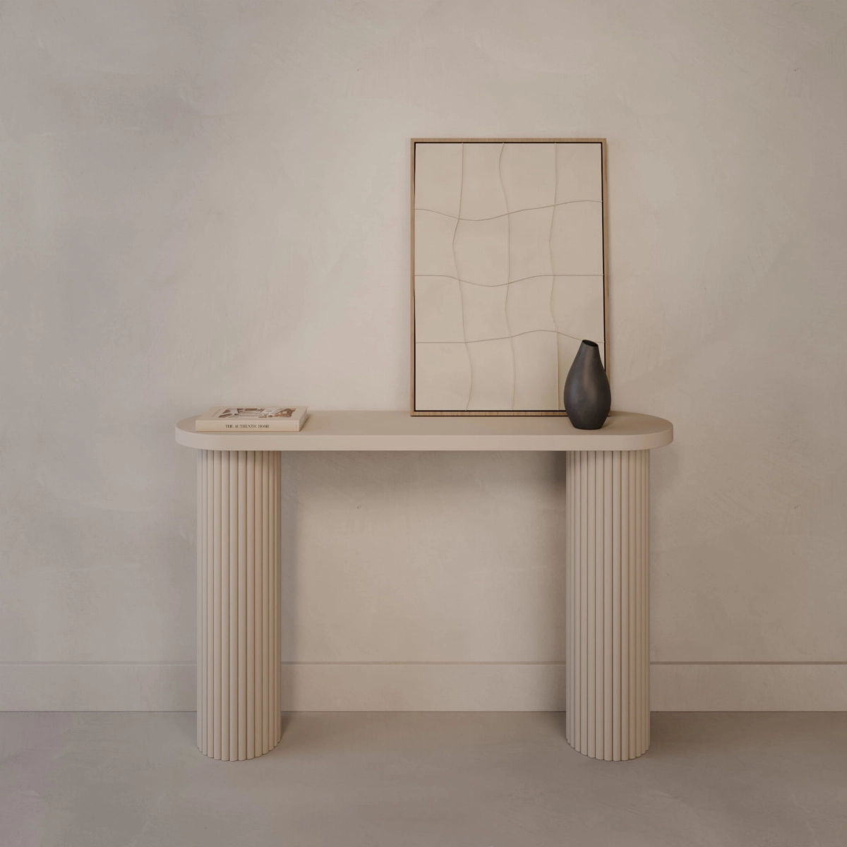 Entryway Console Table with Fluted Wooden Legs and Wooden Top for Furniture