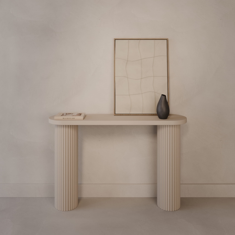 Entryway Console Table with Fluted Wooden Legs and Wooden Top for Furniture