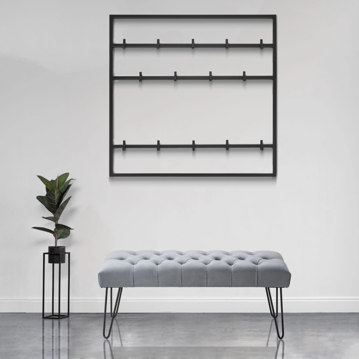 Metal black hanger for the hallway, solid and aesthetic
