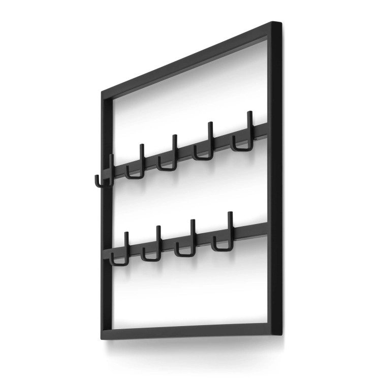 Black steel wall coat rack for the hallway, modern and durable