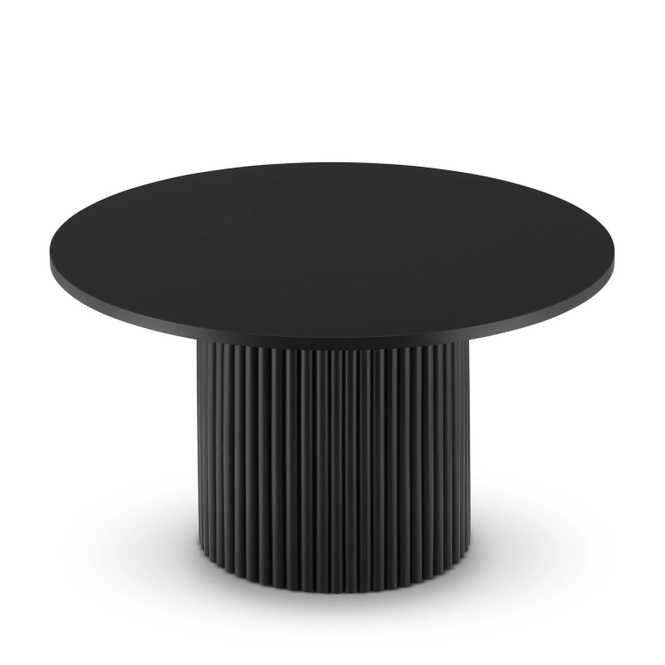 black coffee table with grooved base