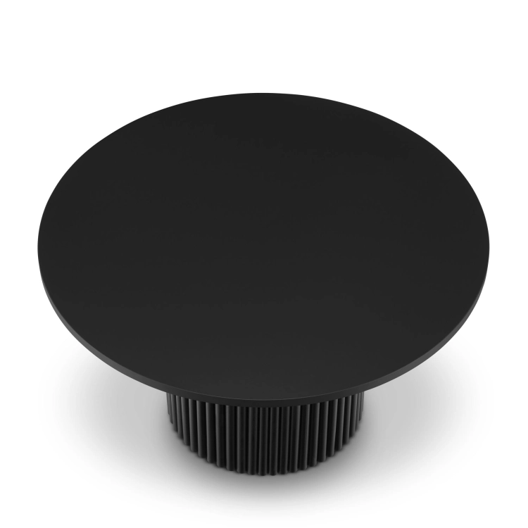 black coffee table with grooved base