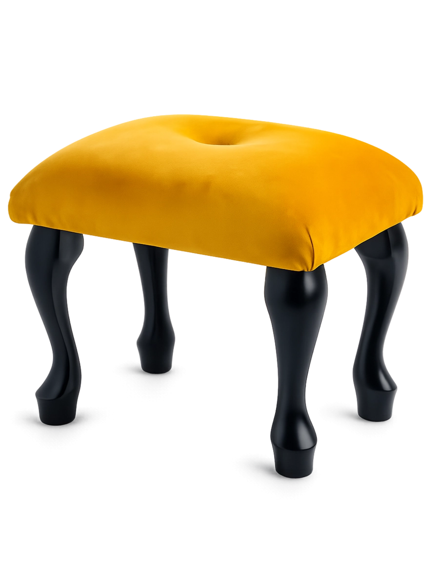 Stołek do toaletki pikowany, intensywny kolor papaya, nowoczesny design