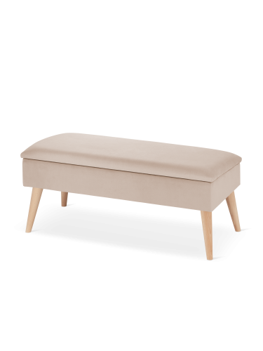 beżowa ławka ze schowkiem