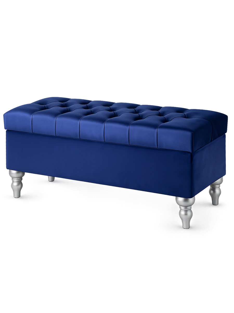 Marineblauer Sitzpuff mit Stauraum und Steppung, perfekt für moderne Innenräume