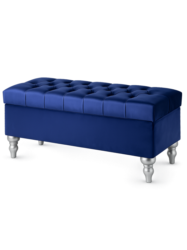 Marineblauer Sitzpuff mit Stauraum und Steppung, perfekt für moderne Innenräume