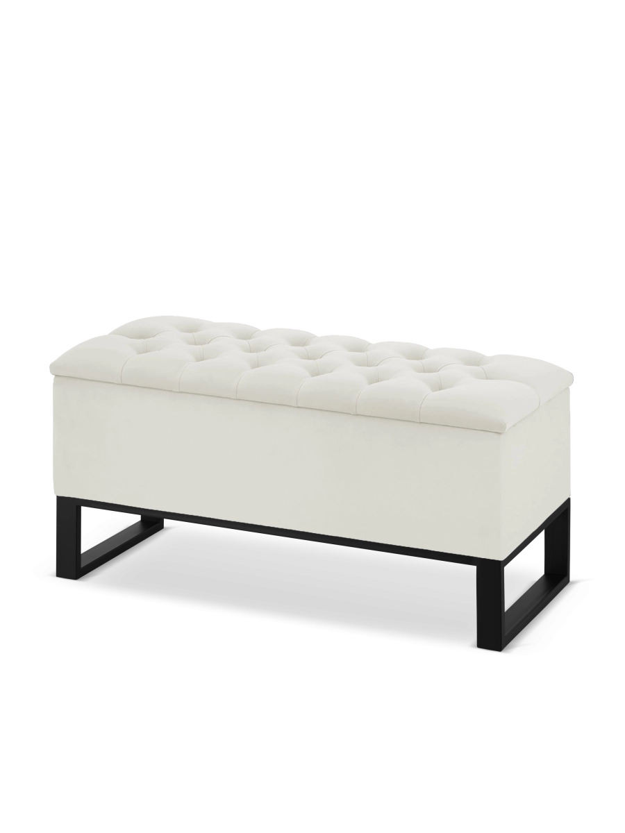 Gesteppter Hocker mit Stauraum im cremefarbenen Industriestil