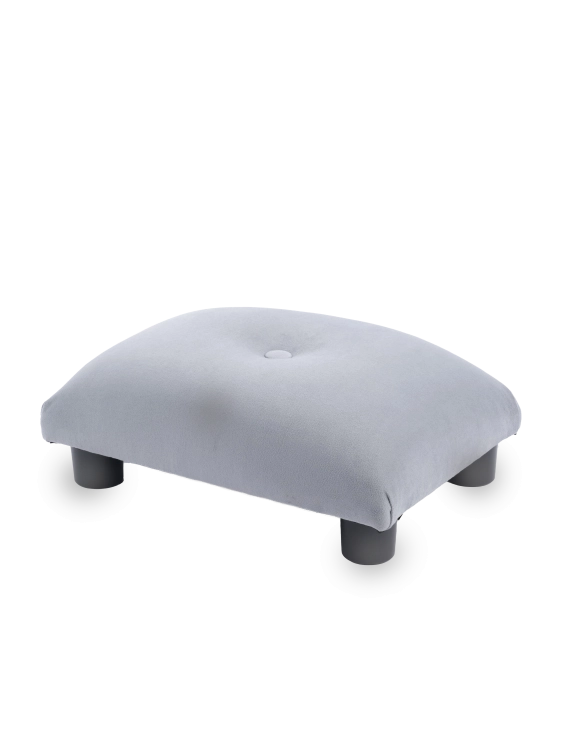 Quilted footstool in grey, a comfortable and decorative piece of furniture