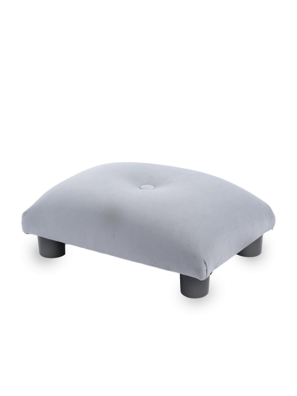 Quilted footstool in grey, a comfortable and decorative piece of furniture