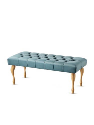 Mint quilted bench with wooden legs
