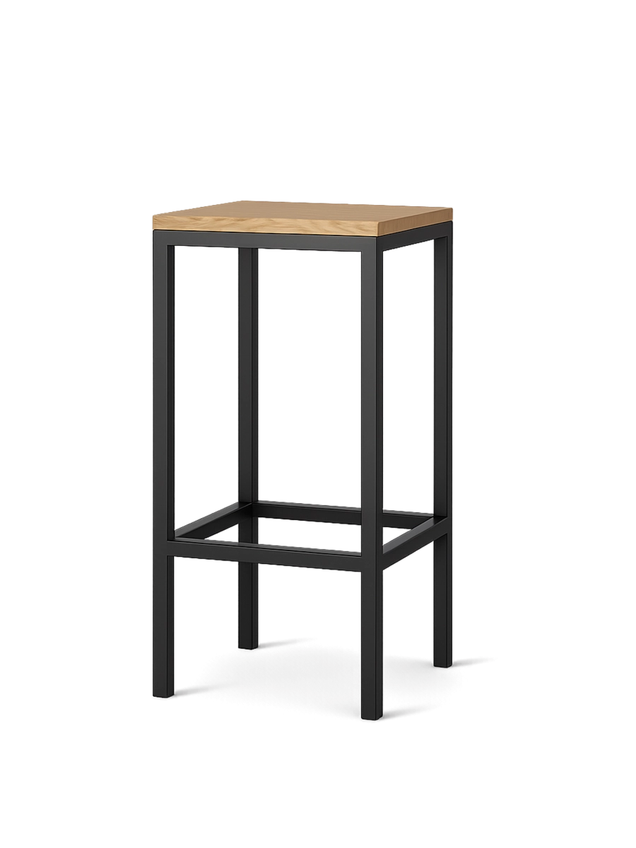 metal stool with wooden seat
