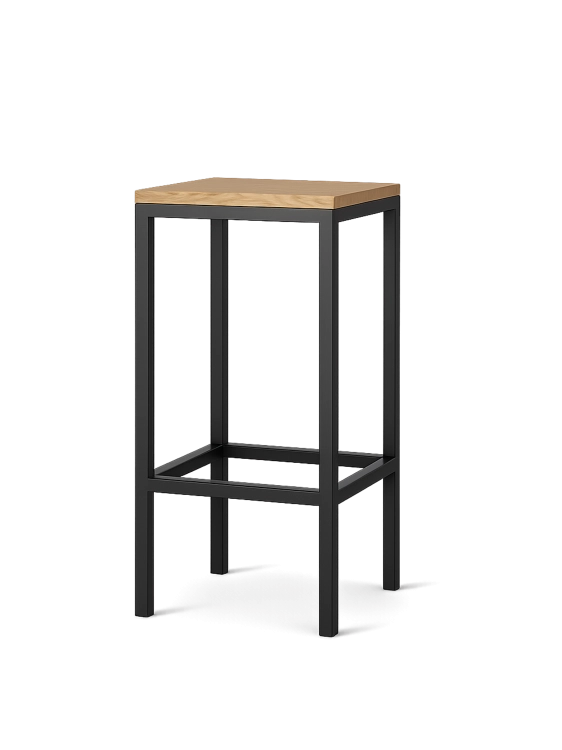 metal stool with wooden seat