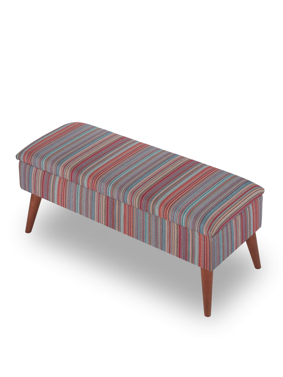 bench with storage in colorful stripes