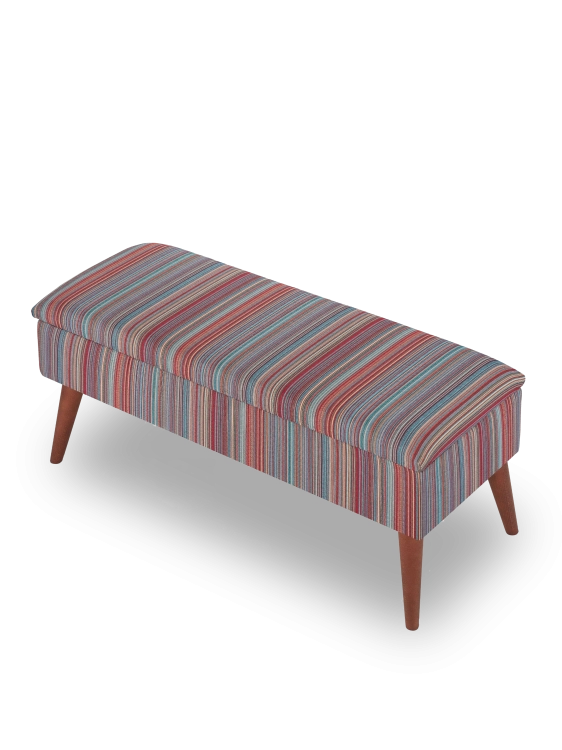 bench with storage in colorful stripes
