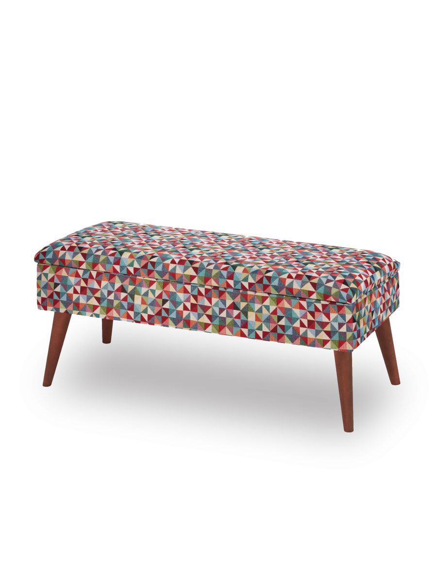 bench with geometric patterns